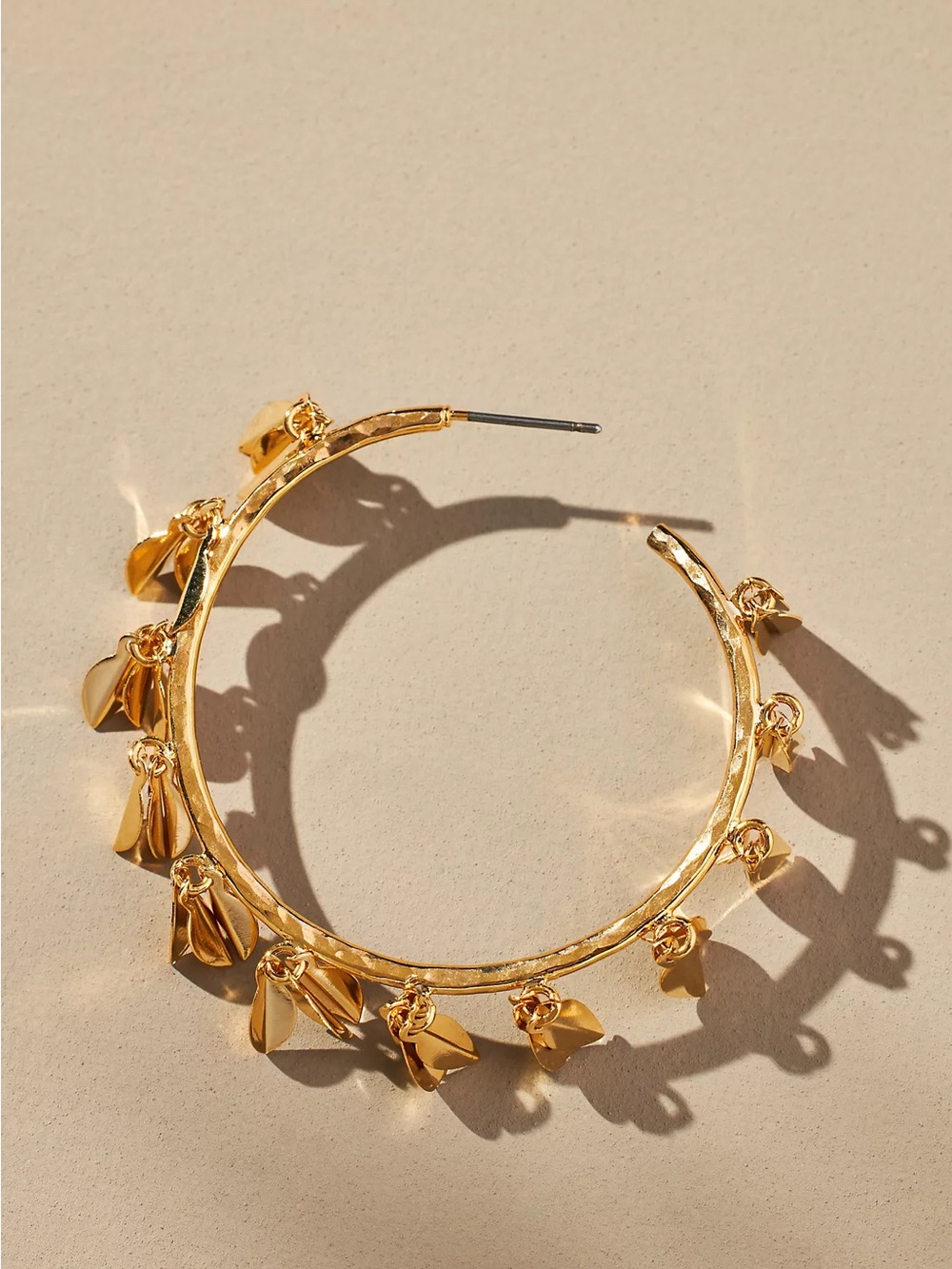 New Anthropologie Botanical Burst Gold Hoop Earrings - Picture 2 of 8